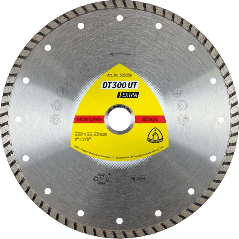 Diamond 5x5/64x7/8 Dt300ut Continuous Rim - Turbo Klingspor 325354