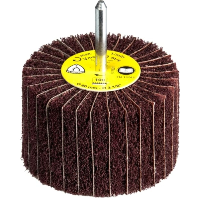 Flap Wheel 2" Diameter 1" Depth 1/4" Shank Interleaf NCS600 150 Grit Klingspor 299170