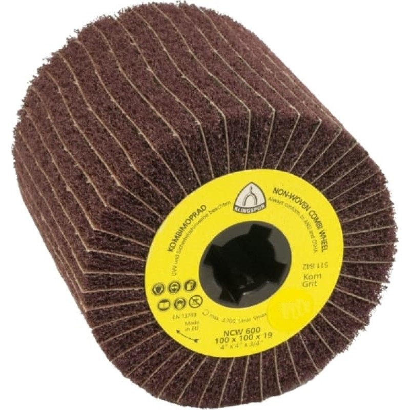 Abrasive Mop 4-1/2" Diameter 4" Long with 3/4" Arbour Hole NCW600 80 Grit (Coarse) Klingspor 320246