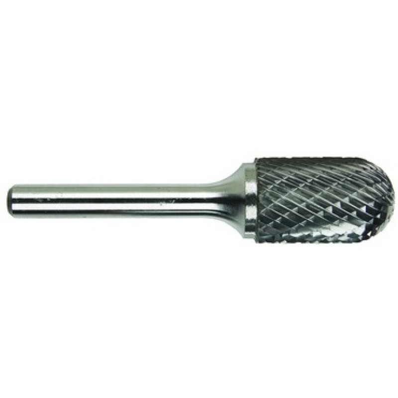 Carbide Burr SC-5 Cylinder Shape Radius End 1/2" Diameter 1" Long 1/4" Shank Double Cut Made In U.S.A.