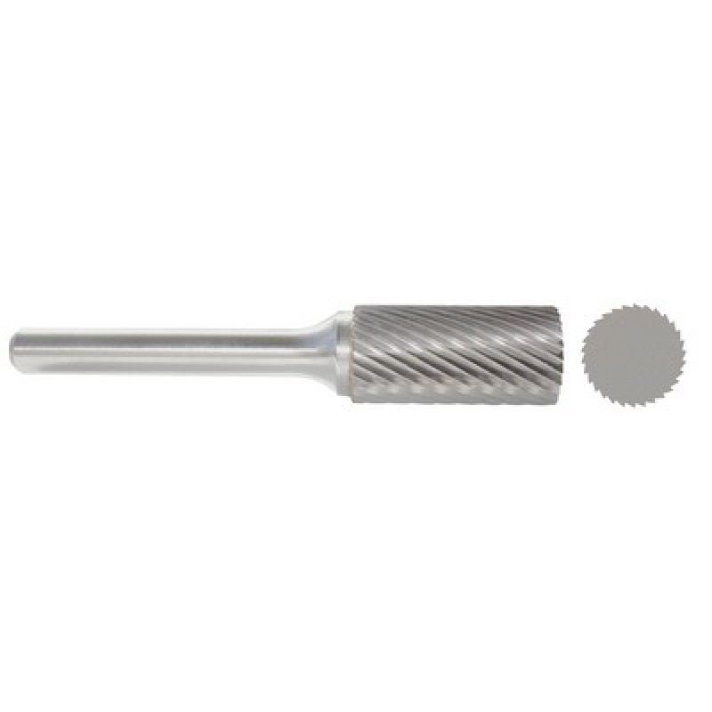 Carbide Burr SA-2 Cylinder Shape No End Cut 5/16" Diameter 3/4" Long 1/4" Shank Single Cut Made In U.S.A.