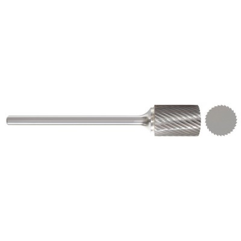 Carbide Burr SA-1L6 Cylinder Shape No End Cut 1/4" Diameter 1/2" Long 1/4" Shank Double Cut 6" Long Shank Made In U.S.A.