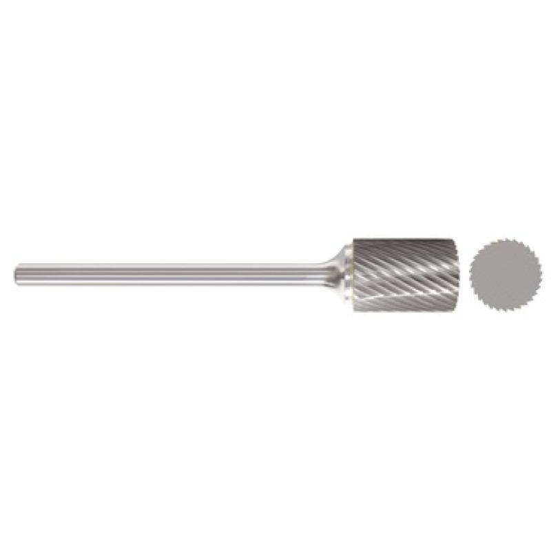 Carbide Burr SA-5L6 Cylinder Shape No End Cut 1/2" Diameter 1" Long 1/4" Shank Double Cut 6" Long Shank Made In U.S.A.