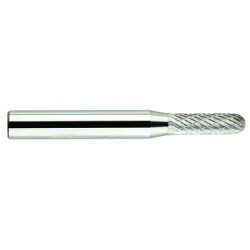 Carbide Burr SC-11 Cylinder Shape Radius End 1/8" Diameter 1/2" Long 1/4" Shank Double Cut Made In U.S.A.