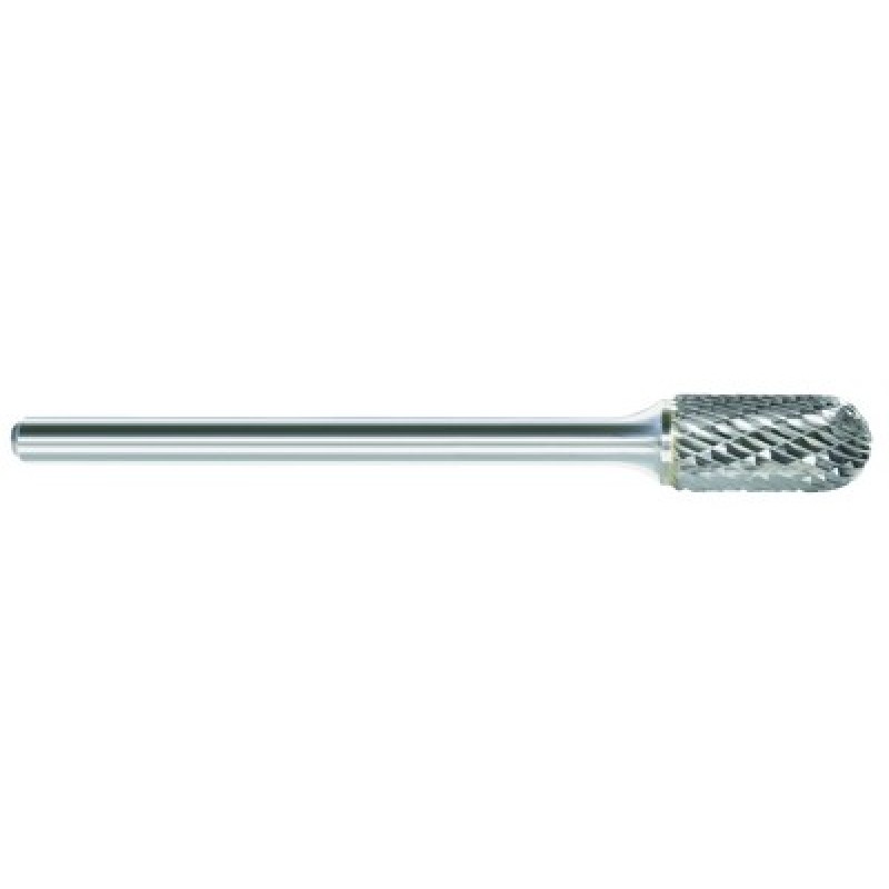Carbide Burr SC-5L6 Cylinder Shape Radius End 1/2" Diameter 1" Long 1/4" Shank Double Cut 6" Long Shank Made In U.S.A.