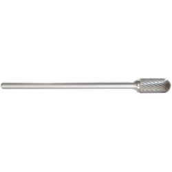 Carbide Burr SC-1L6 Cylinder Shape Radius End 1/4" Diameter 1/2" Long 1/4" Shank Single Cut 6" Shank Made In U.S.A.