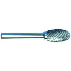 Carbide Burr SE-5 Oval Shape 1/2" Diameter 7/8" Long 1/4" Shank Double Cut Made In U.S.A.
