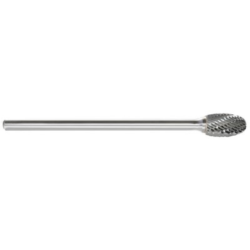 Carbide Burr SE-1L6 Oval Shape 1/4" Diameter 3/8" Long 1/4" Shank Double Cut 6" Long Shank Made In U.S.A.