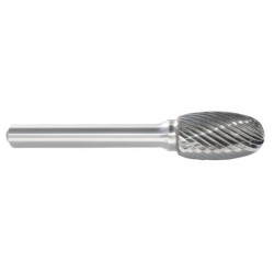 Carbide Burr SE-1 Oval Shape 1/4" Diameter 3/8" Long 1/4" Shank Single Cut Made In U.S.A.