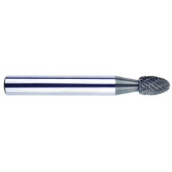 Carbide Burr SE-1 Oval Shape 1/4" Diameter 3/8" Long 1/4" Shank Double Cut Made In U.S.A.