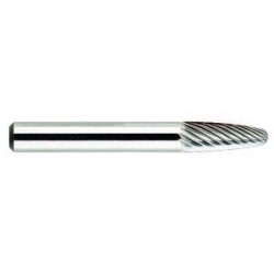 Carbide Burr SF-1 Tree Shape Radius End 1/4" Diameter 5/8" Long 1/4" Shank Single Cut Made In U.S.A.