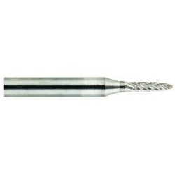 Carbide Burr SF-11 Tree Shape Radius End 1/8" Diameter 1/2" Long 1/4" Shank Double Cut Made In U.S.A.