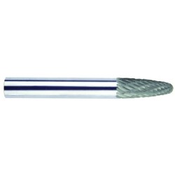 Carbide Burr SF-1 Tree Shape Radius End 1/4" Diameter 5/8" Long 1/4" Shank Double Cut Made In U.S.A.