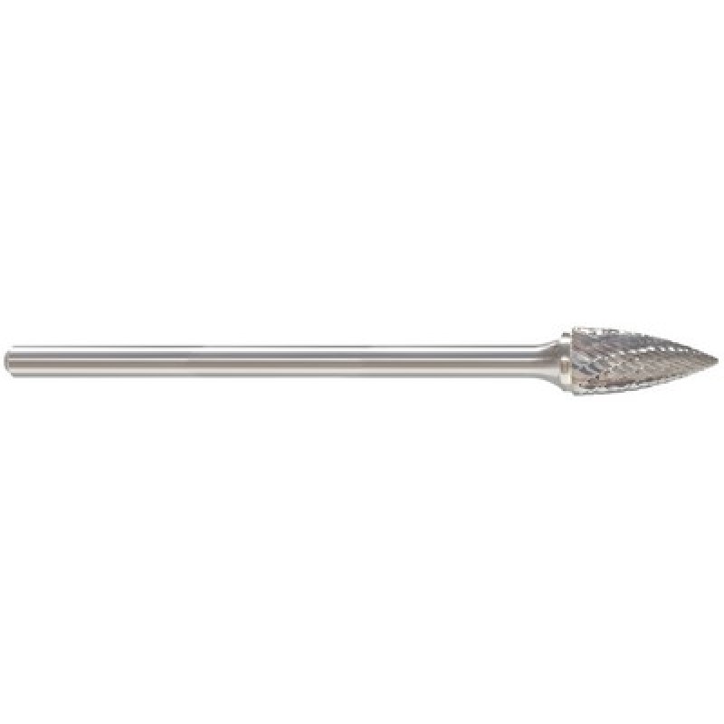 Carbide Burr SG-13 Tree Shape Pointed End 1/2" Diameter 3/4" Long 1/4" Shank Double Cut Made In U.S.A.