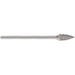 Carbide Burr SG-1L6 Tree Shape Pointed End 1/4" Diameter 1/2" Long 1/4" Shank Single Cut 6" Long Shank Made In U.S.A.