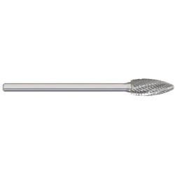 Carbide Burr SH-2 Flame Shape 5/16" Diameter 3/4" Long 1/4" Shank Double Cut Made In U.S.A.
