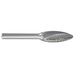 Carbide Burr SH-2 Flame Shape 5/16" Diameter 3/4" Long 1/4" Shank Single Cut Made In U.S.A.