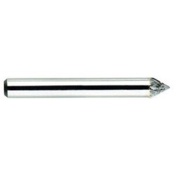 Carbide Burr SJ-1 Cone Shape 60 Degrees 1/4" Diameter 3/16" Long 1/4" Shank Double Cut Made In U.S.A.