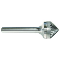 Carbide Burr SK-3 Cone Shape 90 Degrees 3/8" Diameter 3/16" Long 1/4" Shank Single Cut Made In U.S.A.