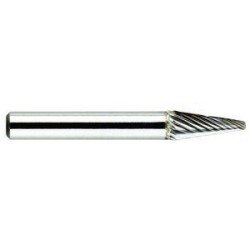 Carbide Burr SL-1 Taper Shape Radius End 14 Degrees 1/4" Diameter 5/8" Long 1/4" Shank Single Cut Made In U.S.A.