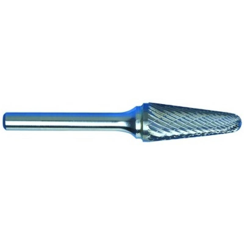 Carbide Burr SL-3 Taper Shape Radius End 14 Degrees 3/8" Diameter 1-1/16" Long 1/4" Shank Double Cut Made In U.S.A.