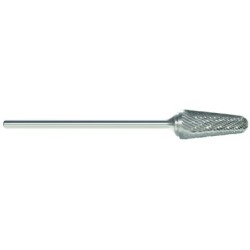 Carbide Burr SL-1L6 Taper Shape Radius End 14 Degrees 1/4" Diameter 5/8" Long 1/4" Shank Double Cut 6" Long Shank Made In U.S.A.