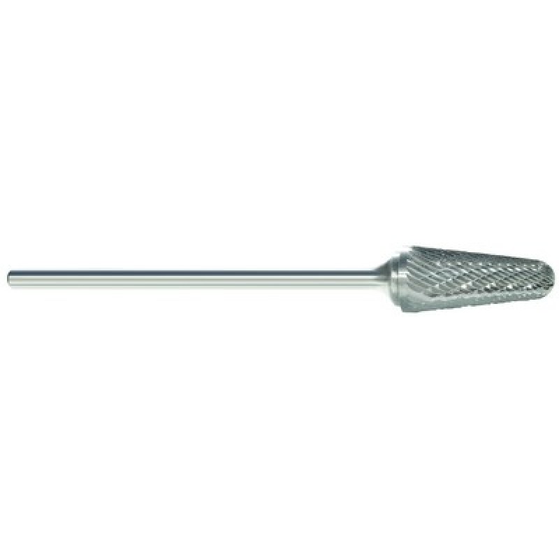 Carbide Burr SL-4L6 Taper Shape Radius End 14 Degrees 1/2" Diameter 1-1/8" Long Double Cut 6" Long Shank Made In U.S.A.