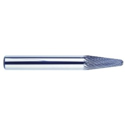 Carbide Burr SL-1 Taper Shape Radius End 14 Degrees 1/4" Diameter 5/8" Long 1/4" Shank Double Cut Made In U.S.A.