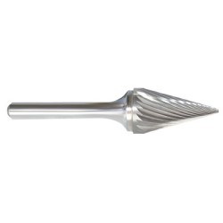 Carbide Burr SM-4 Cone Shape 3/8" Diameter 5/8" Long 1/4" Shank Single Cut Made In U.S.A.