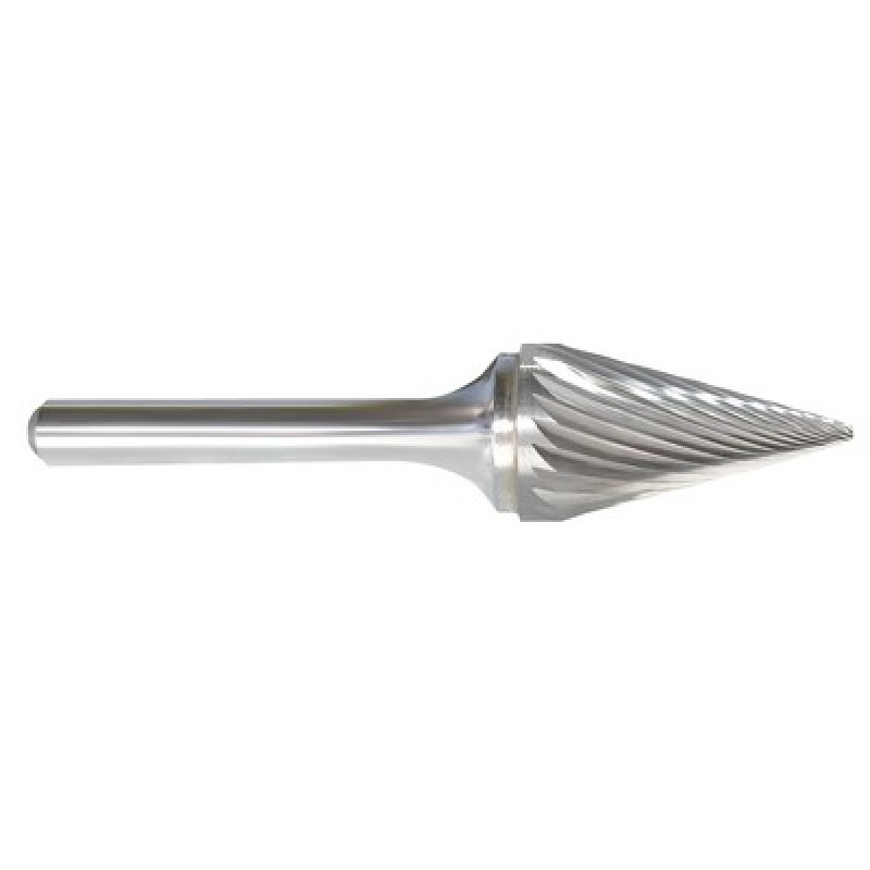 Carbide Burr SM-6 Cone Shape 5/8" Diameter 1" Long 1/4" Shank Single Cut Made In U.S.A.