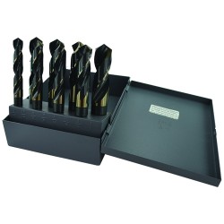 Drill Set 8 Piece 9/16 to 1" by 16ths Silver & Deming High Speed Steel Black & Gold Made In U.S.A.