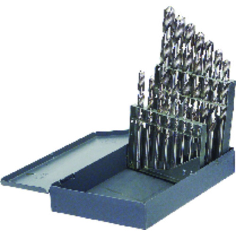 Drill Set 15 Piece 1/16 to 1/2 by 32nds Jobber Length High Speed Steel Bright Made In U.S.A.