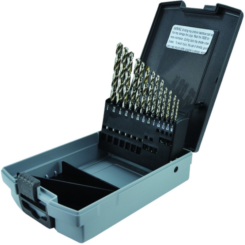 Drill Set 13 Piece 1/16 to 1/4 by 64ths Jobber Length High Speed Steel Bright Made In U.S.A.