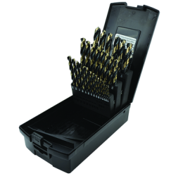 29 Piece  Drill Set 1/16" to 1/2" by 64ths Jobber Length High Speed Steel Black & Gold Made In The USA