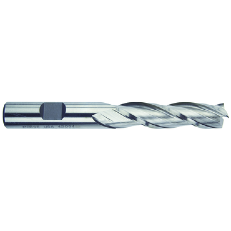 1/4 3 Flute 3/8 Shank Single End Center Cutting High Speed Steel Long Length Bright Made In U.S.A.