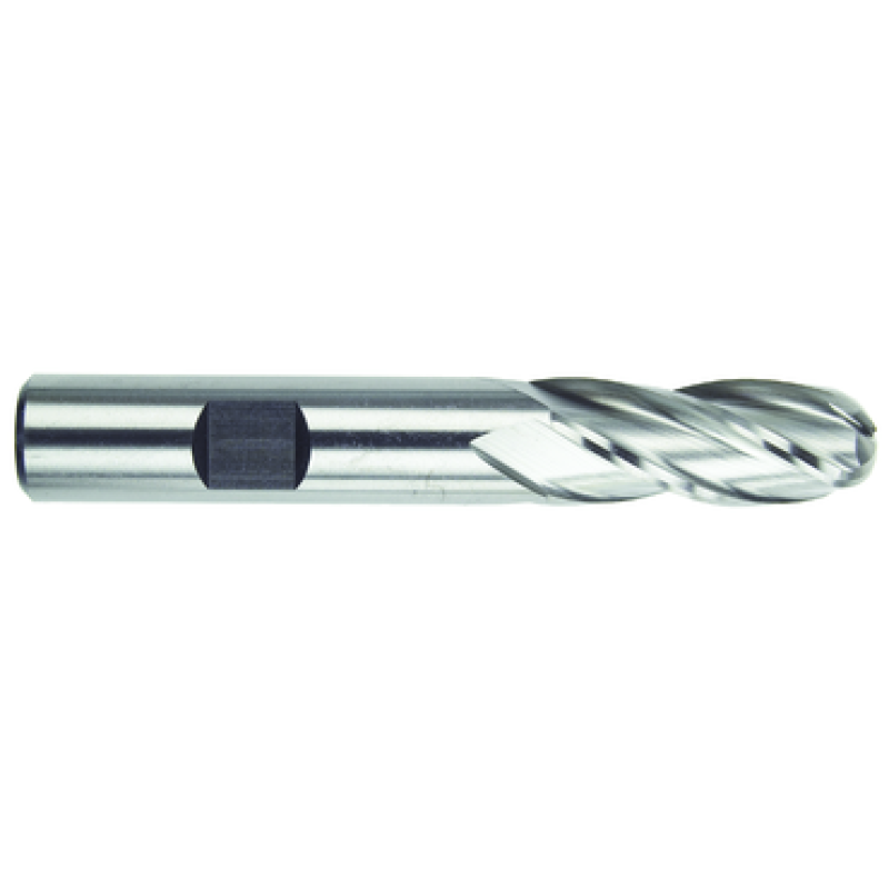 5/16 4 Flute 3/8 Shank Single End Ball Center Cutting High Speed Steel Regular Length Bright Made In U.S.A.