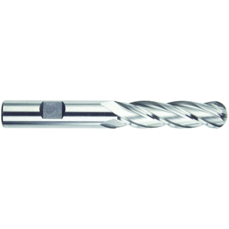 1/4 4 Flute 3/8 Shank Single End Ball Center Cutting High Speed Steel Long Length Bright Made In U.S.A.