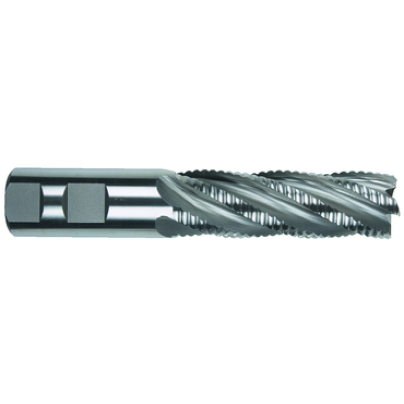 1" 5 Flute 1" Shank Single End Center Cutting Coarse Pitch Cobalt Long Length TiALN Made In U.S.A.