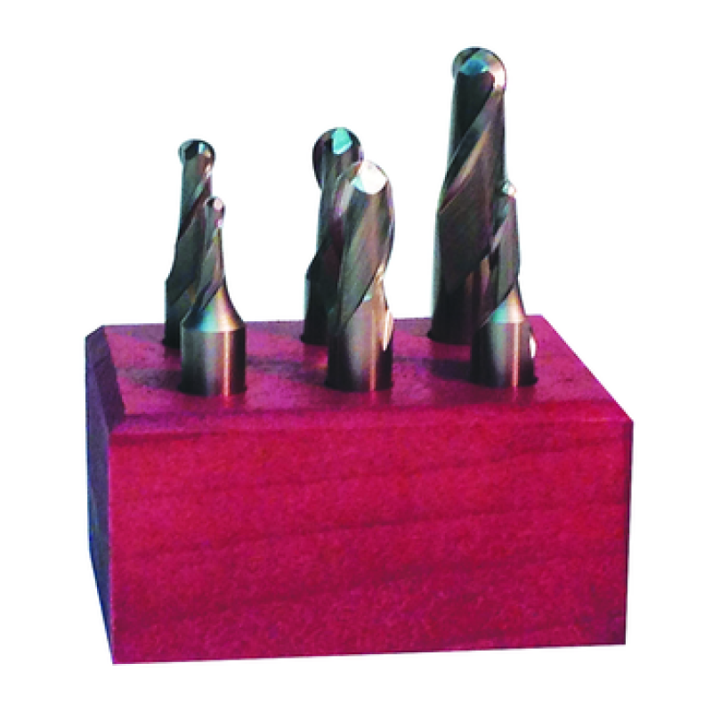 1/8" to 1/2" 2 Flute 6 Piece Ball Nose End Mill Set HSS Made in U.S.A.