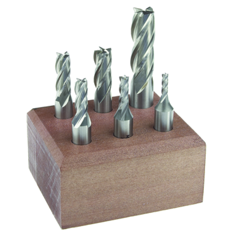 1/8" to 1/2" 4 Flutes 6 Piece Set Single End HSS Made In U.S.A.
