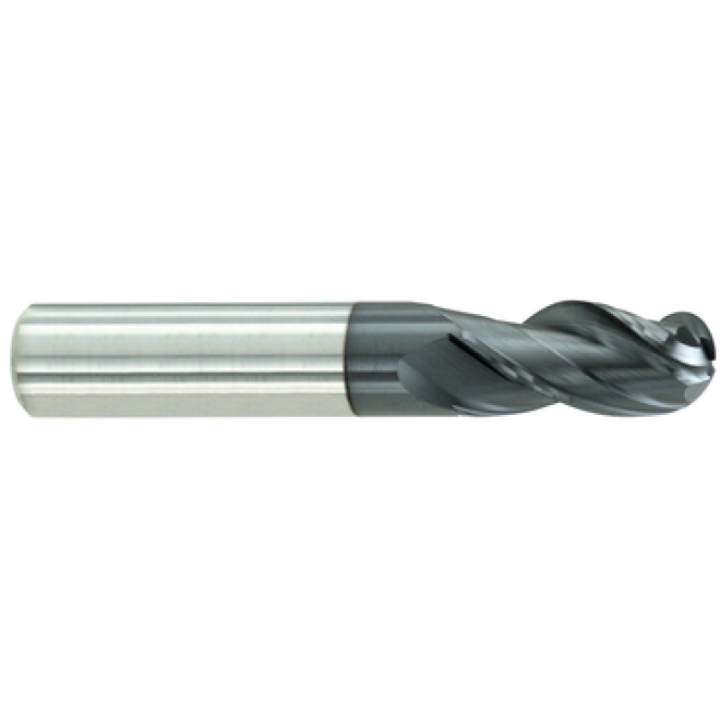 1/4 3 Flute 1/4 Shank HPE High Performance End Mills Single End Ball Center Cutting Carbide Regular Length AlTiN Made In U.S.A.