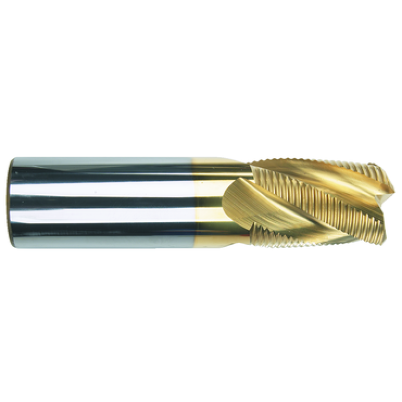 5/8 4 Flute 5/8 Shank Single End Center Cutting Roughing Carbide Regular Length TiN Made In U.S.A.