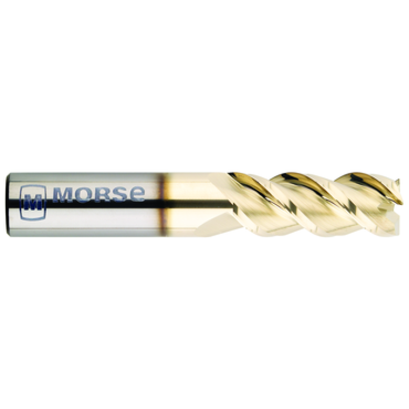 1/4 3 Flute 1/4 Shank HPE High Performance End Mills Single End Center Cutting/Corner Radius .003-.005 Carbide Regular Length Bright Made In U.S.A.
