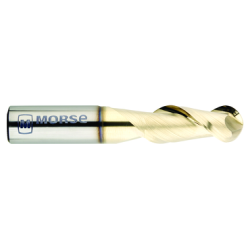 1" 2 Flute 1" Shank HPE High Performance End Mills Single End Ball Center Cutting Carbide Regular Length Bright Made In U.S.A.
