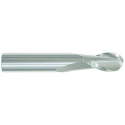 1" 2 Flute 1" Shank Single End Ball Center Cutting Carbide Regular Length Bright Made In U.S.A.
