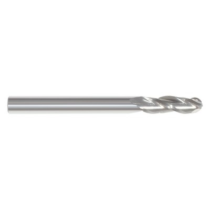 1/32 3 Flute 1/8 Shank Single End Ball Center Cutting Carbide Regular Length Bright Made In U.S.A.