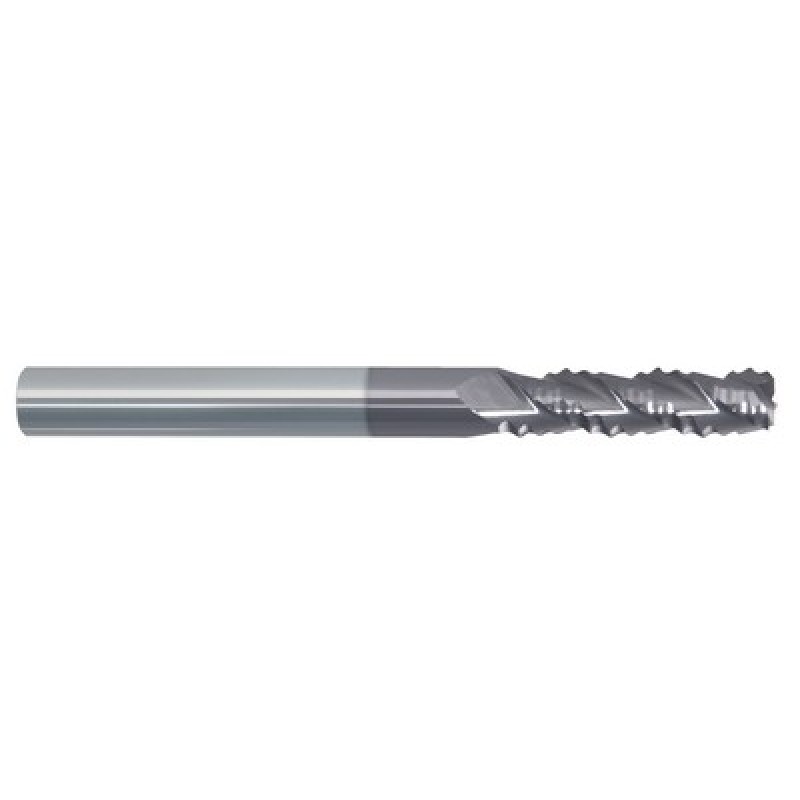 3/16 3 Flute 3/16 Shank Single End with Weldon Flat Center Cutting/Corner Radius .020 Carbide Regular Length ALTiN Made In U.S.A.