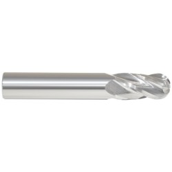 1" 4 Flute 1" Shank Single End Ball Center Cutting Carbide Regular Length Bright Made In U.S.A.