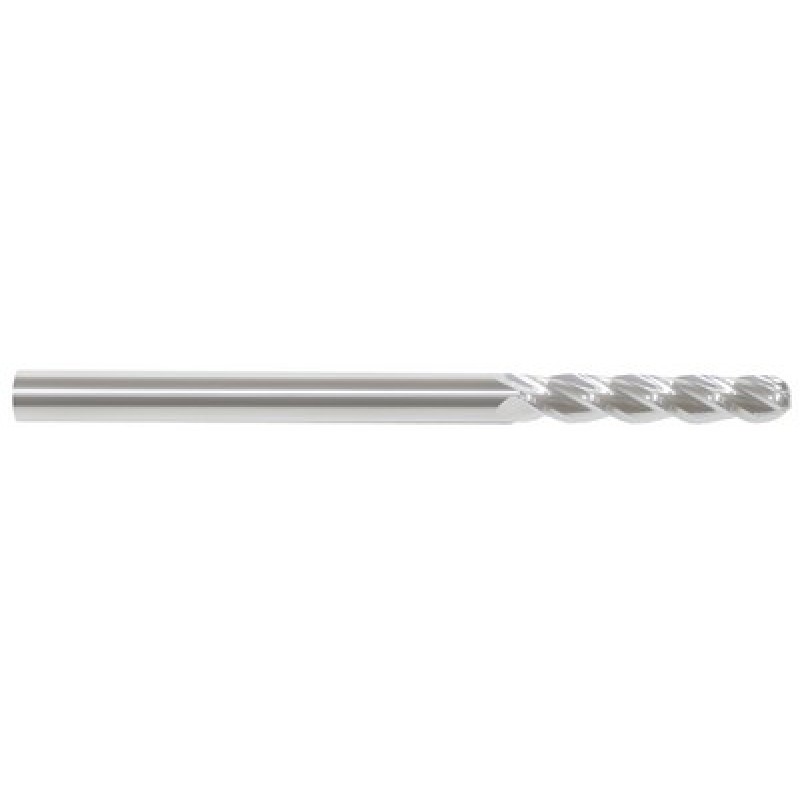 1/4 4 Flute 1/4 Shank Single End Ball Center Cutting Carbide Extended Length Bright Made In U.S.A.