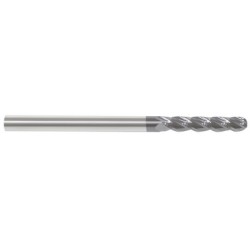 1" 4 Flute 1" Shank Single End Ball Center Cutting Carbide Extended Length ALTiN Made In U.S.A.